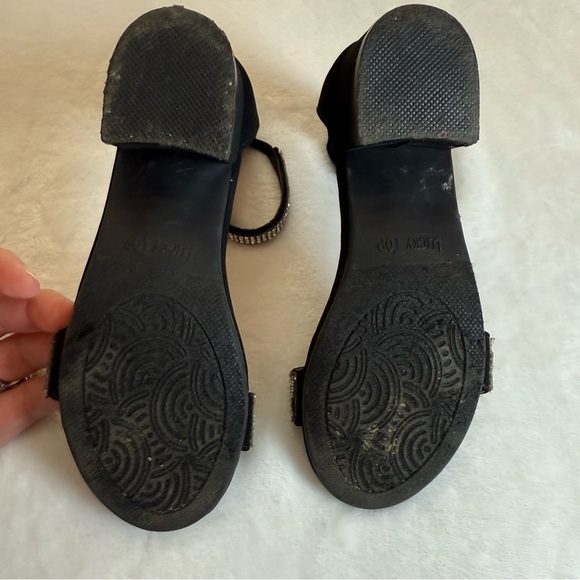 Lucky Top Gallery 45K Black Low Heels with Elegant Rhinestones and Ankle Strap - Picture 6 of 9